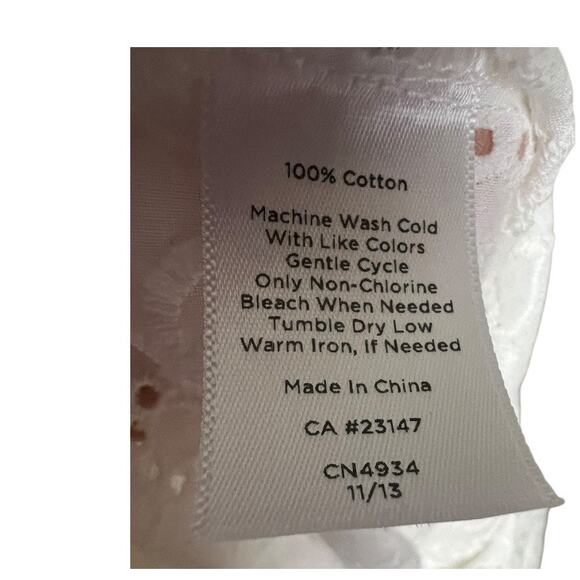 Talbots Eyelet 3/4 Sleeve Tunic Cover-Up Dress White Summer Small S Beach Swim - Picture 7 of 7